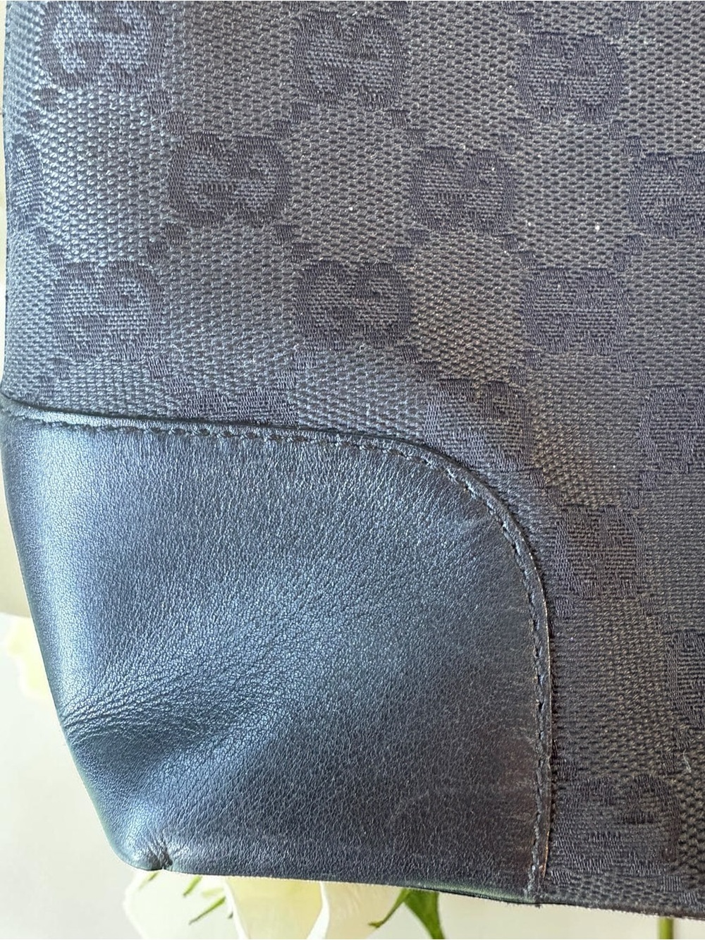 Gucci Jacquard Tom Ford Era GG Black Shoulder Bag Leather Trim COA - Picture 5 of 8